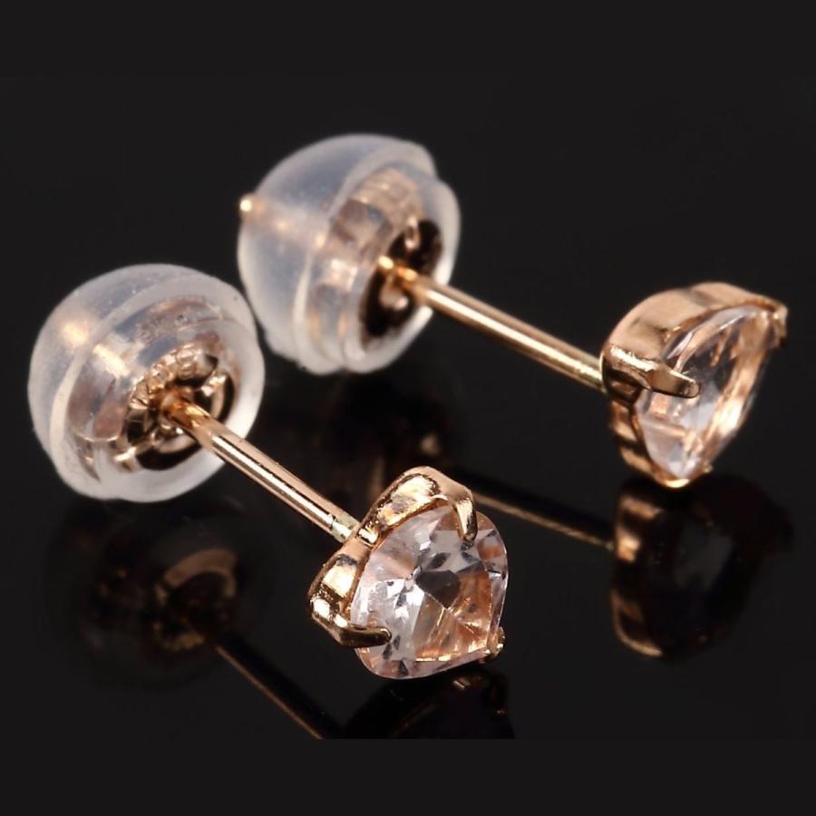 18金 ピアス モルガナイト ハート 一粒 4mm 0.3ct ピンクゴールド
