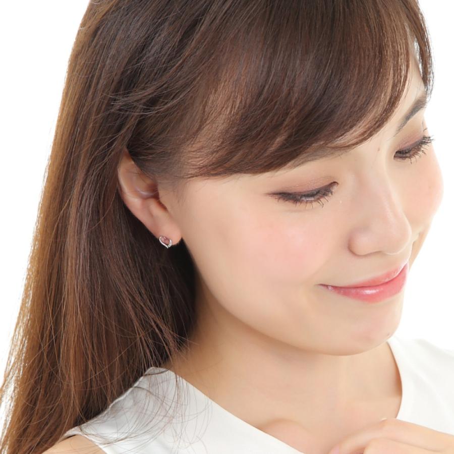 18金 ピアス ダイヤモンド ハート レディース ホワイトゴールド