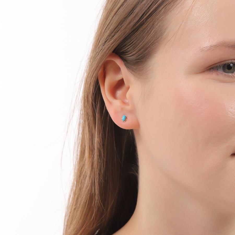 18金 ピアス トルコ石 ターコイズ オーバル ゴールド アクセサリー