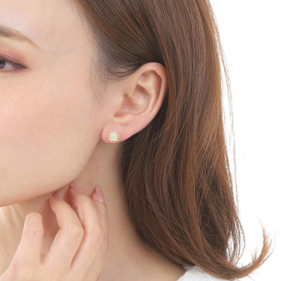 ピアス K18 オパール 両耳 18金 18k ゴールド レディース アクセサリー