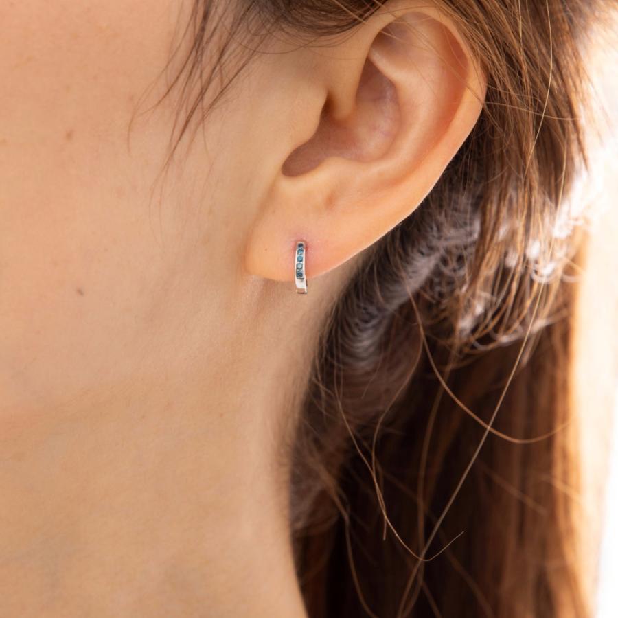 18金 フープピアス ブルーダイヤモンド 0.1ct メンズ レディース