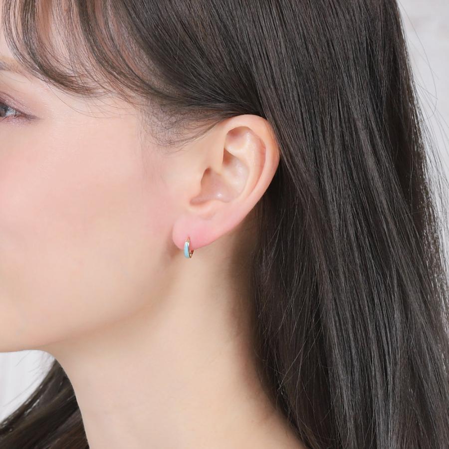 18金 フープピアス トルコ石 ターコイズ 両耳 K18 18k ゴールド リング