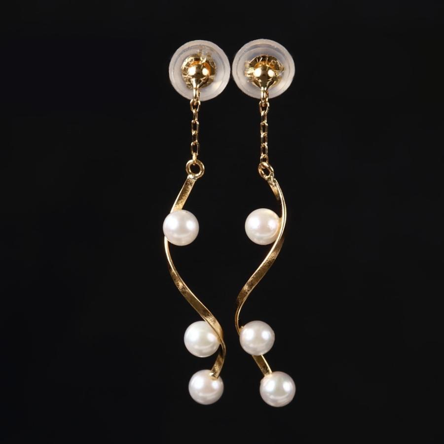 18金 ピアス パール 揺れる レディース あこや真珠 3-3.5mm K18 18k
