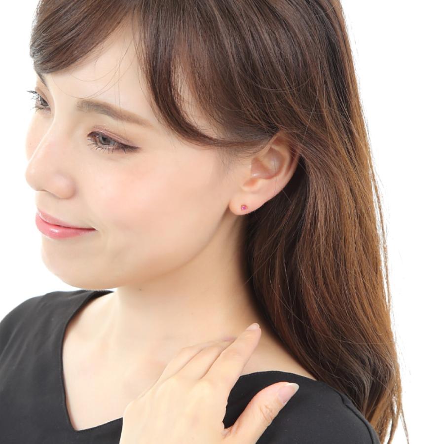 18金 ピアス K18 ルビー ハート 一粒 3mm 0.2ct レディース 両耳 18k