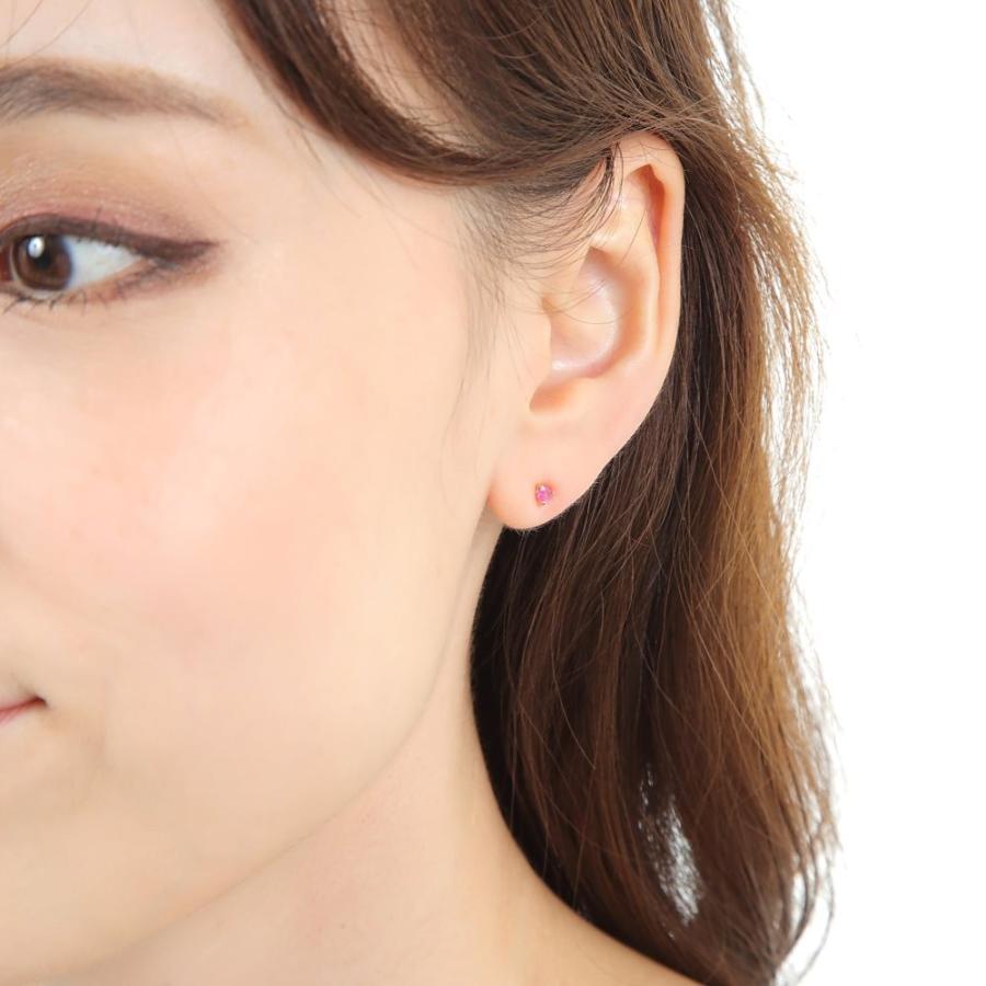 18金 ピアス K18 ルビー ハート 一粒 3mm 0.2ct レディース 両耳 18k