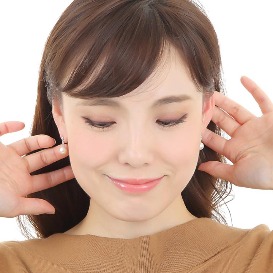 18金 ピアス パール ホワイトサファイア レディース あこや真珠 8-8.5mm  K1818k  アクセサリー プレゼント ギフトの画像