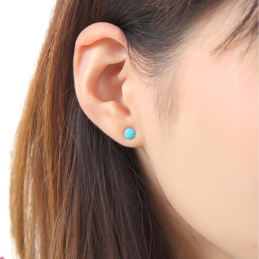 18金 ピアス トルコ石 ターコイズ ラウンド 5mm レディース メンズ 両