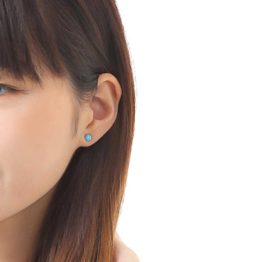 18金 ピアス トルコ石 ターコイズ ラウンド 5mm レディース メンズ 両