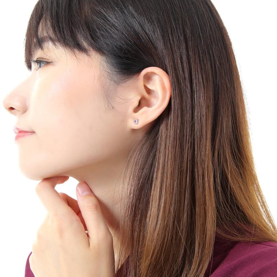 18金 ピアス タンザナイト ハート 一粒 4mm 0.4ct ホワイトゴールド