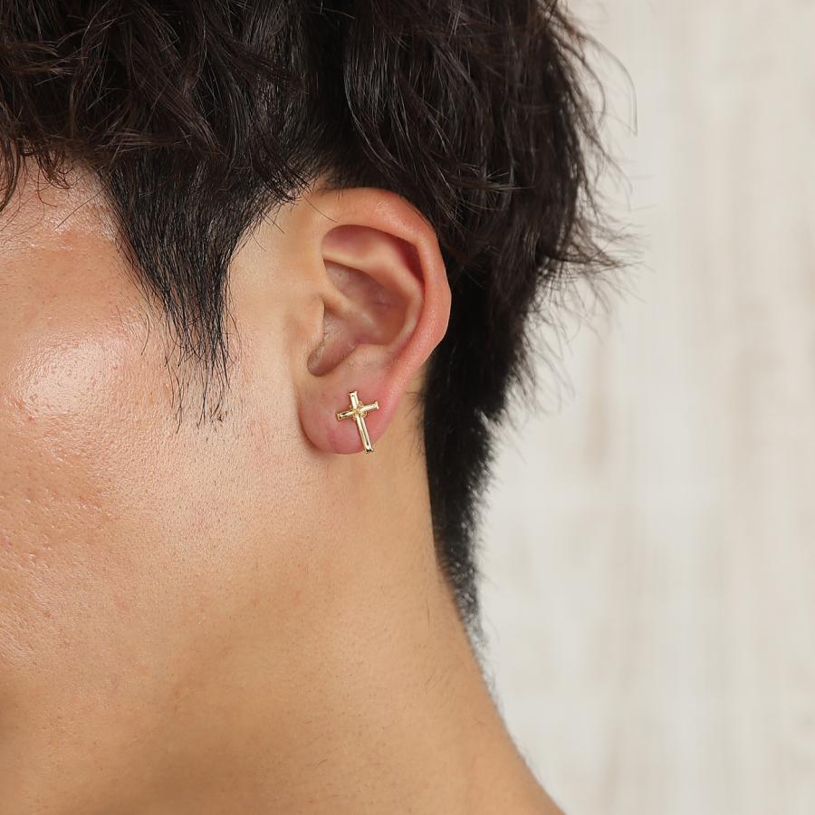 18金 ピアス 十字架 クロス ゴールド 両耳 レディース メンズ アクセサリー プレゼント ギフトの画像