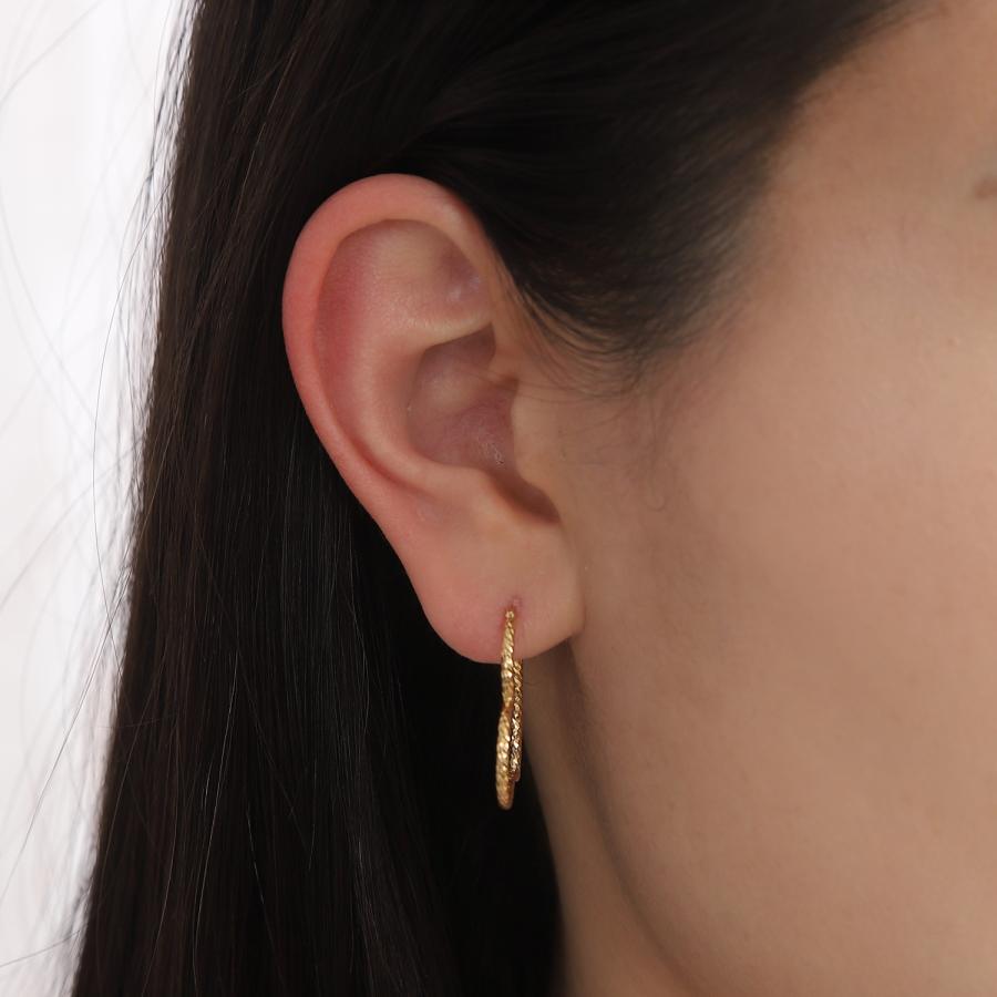 18金 フープピアス オープン ハート ランバスカット レディース プレゼント ギフト アクセサリーの画像
