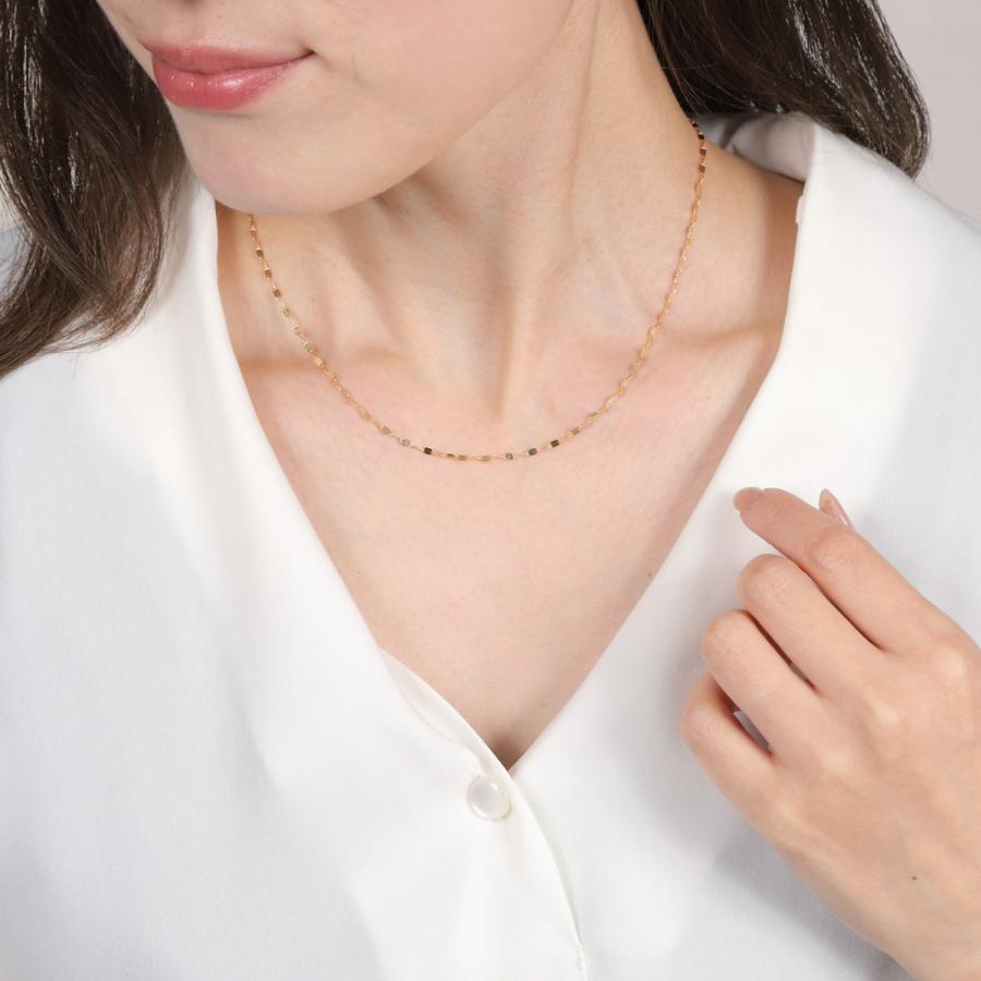 18金 ネックレス ペタル チェーン 45cm ゴールド フリーアジャスター