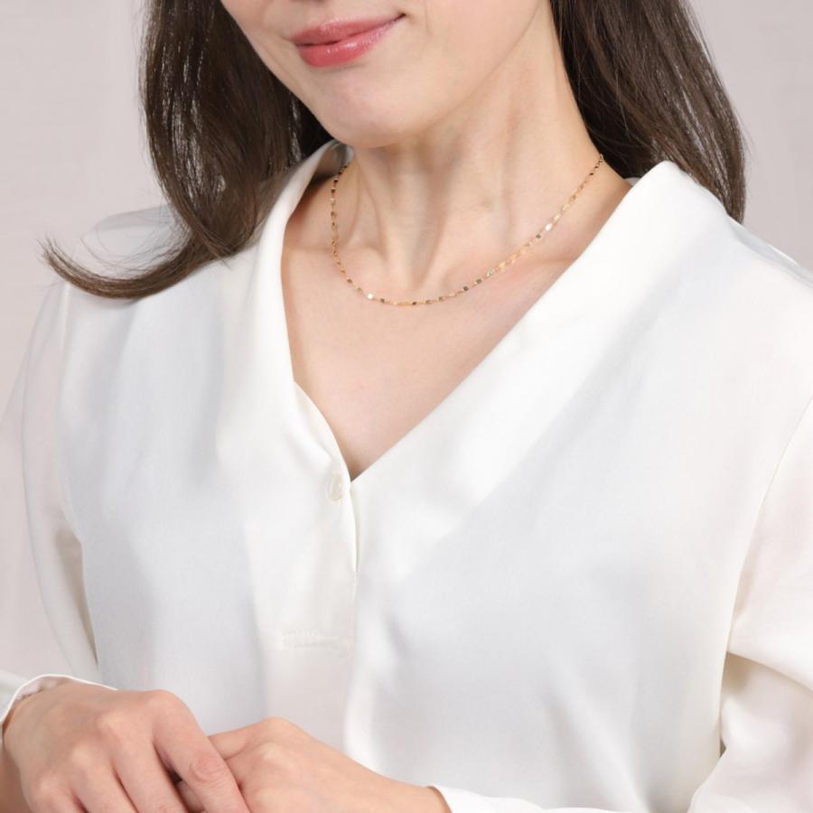 18金 ネックレス ペタル チェーン 45cm ゴールド フリーアジャスター