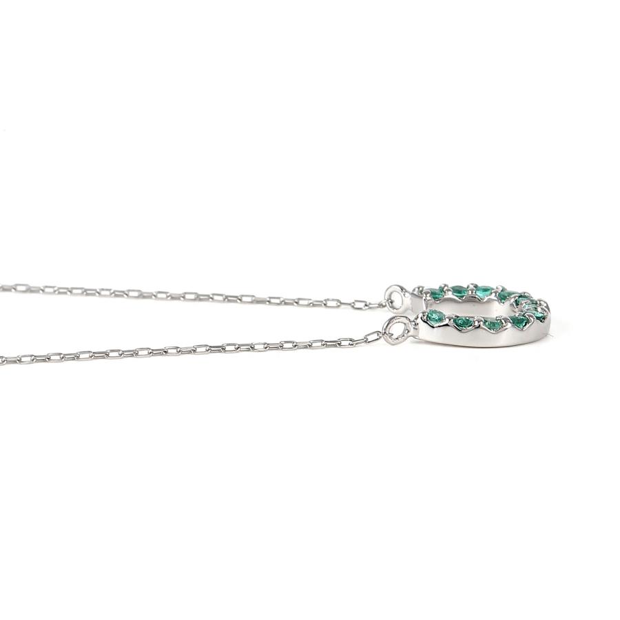 プラチナ ネックレス エメラルド 0.1ct ホースシュー レディース