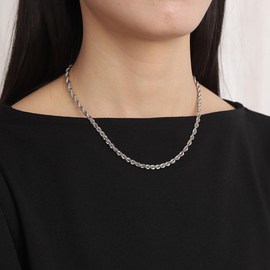 プラチナ ネックレス パイプロープ チェーン 45cm 幅4mm