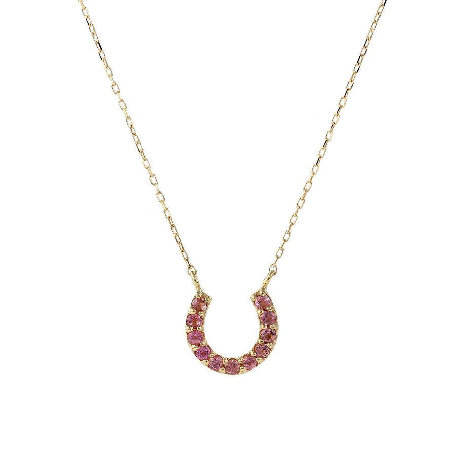 18金 ネックレス ピンクトルマリン 0.1ct ホースシュー