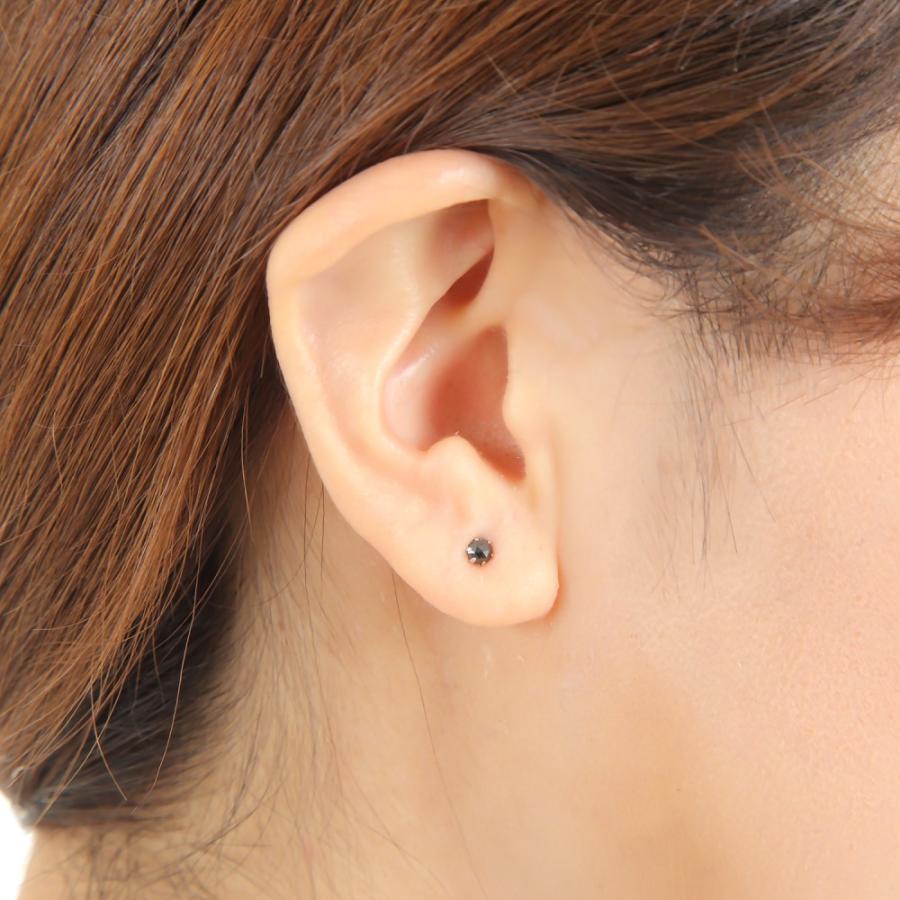 プラチナ ピアス ブラックダイヤモンド 一粒 3mm 0.09ct ローズカット Pt900 メンズ レディース 片耳 1個  アクセサリー｜happygshop｜13