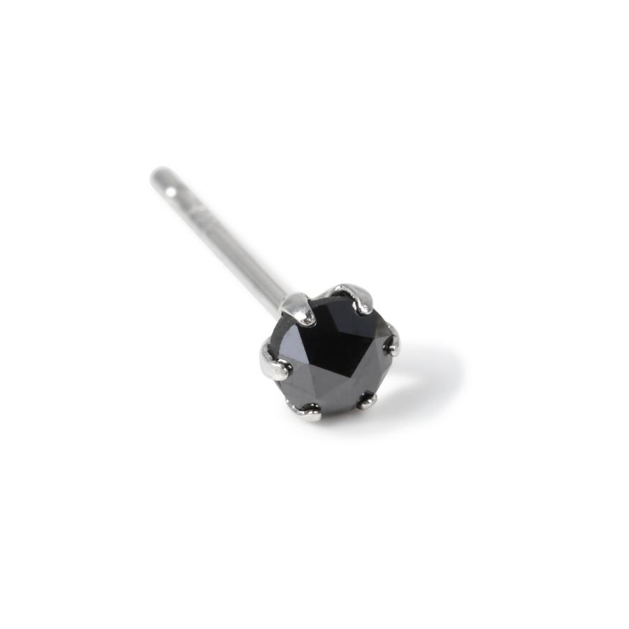 プラチナ ピアス ブラックダイヤモンド 一粒 3mm 0.09ct ローズカット Pt900 メンズ レディース 片耳 1個  アクセサリー｜happygshop｜04