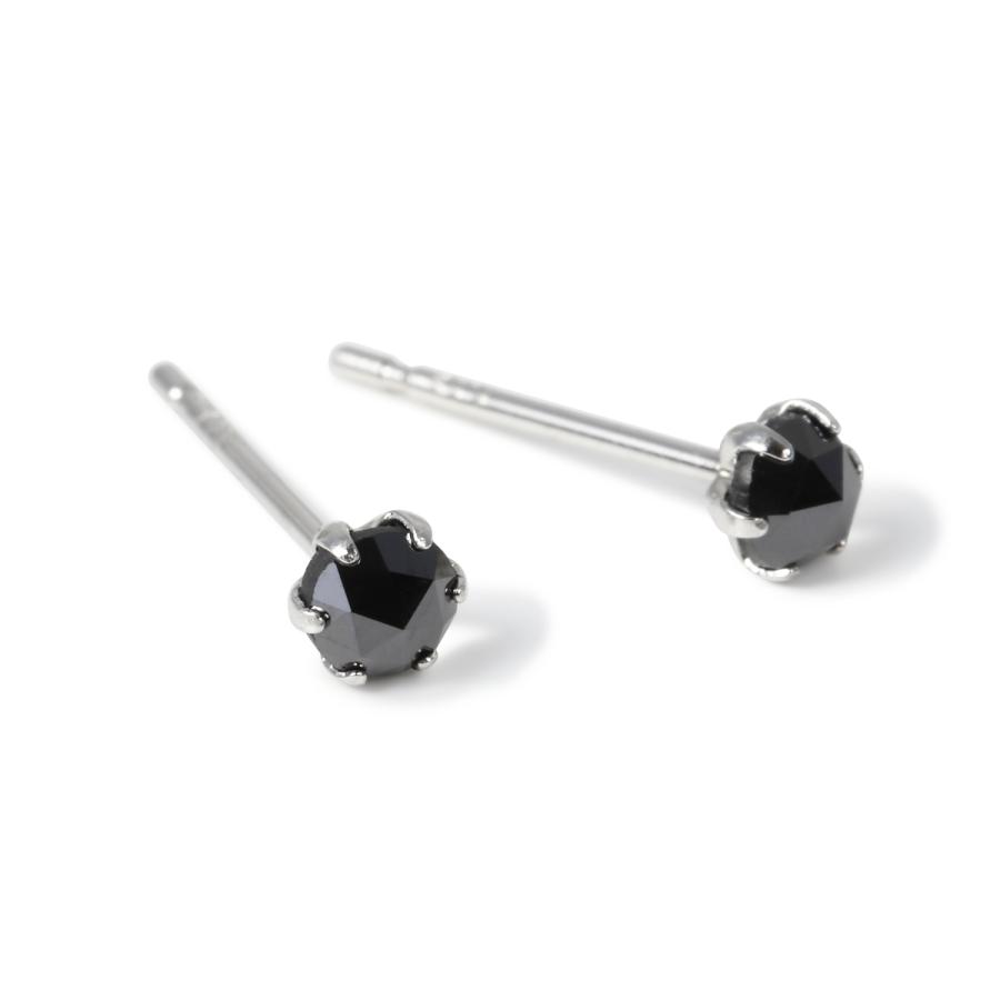 プラチナ ピアス ブラックダイヤモンド 一粒 3mm 0.18ct ローズ プラチナ ピアス ブラックダイヤモンド 一粒 3mm 0.18ct ローズ