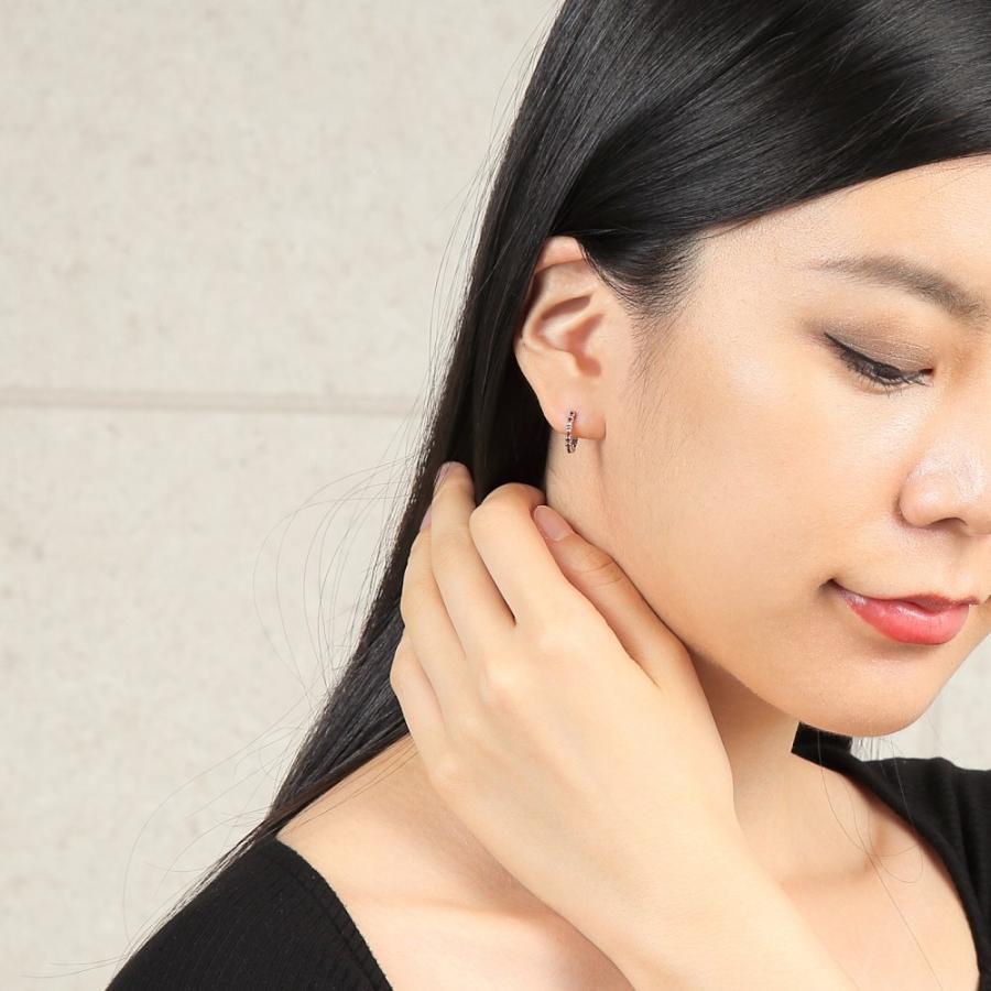 K10WG フープ ピアス ガーネット 0.2ct ホワイトゴールド 1.7