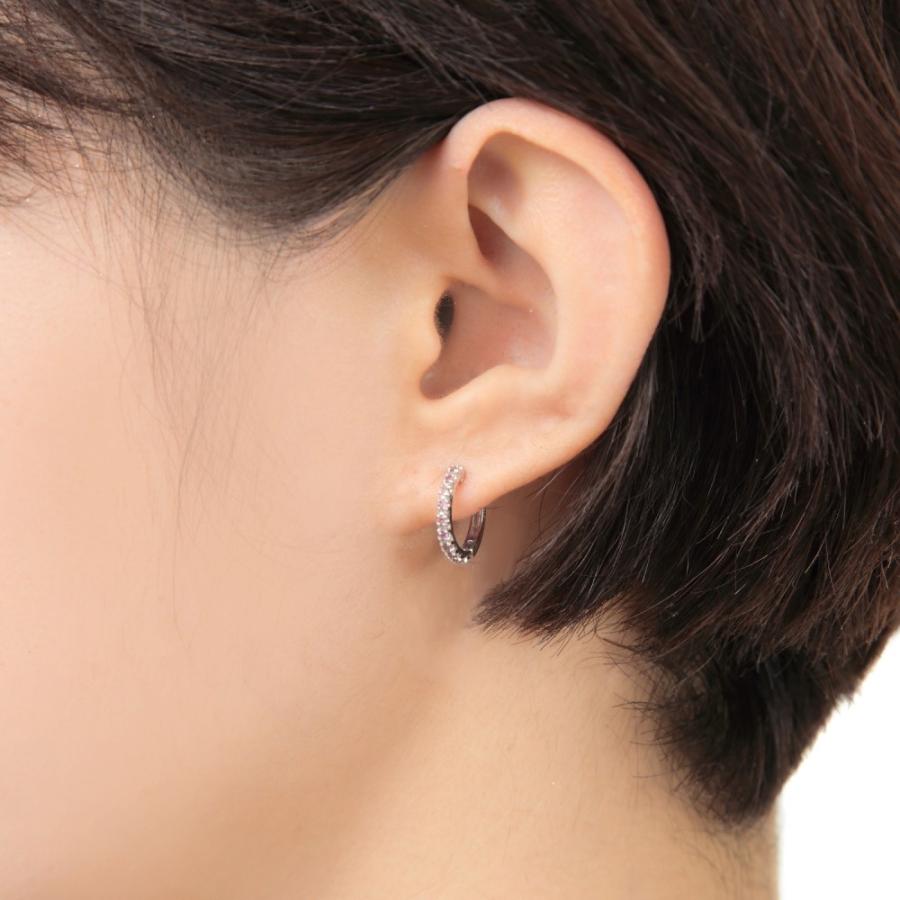 K10WG フープ ピアス トルマリン 0.16ct ホワイトゴールド 1.7×13.5mm