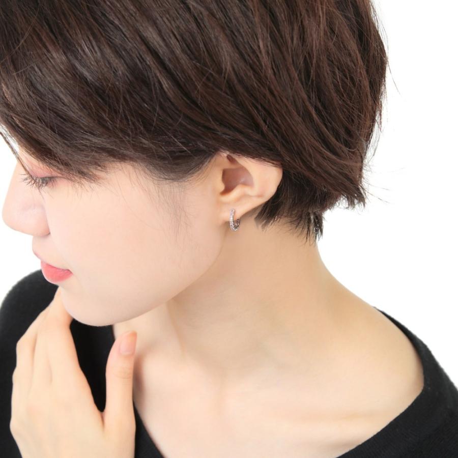 K10WG フープ ピアス トルマリン 0.16ct ホワイトゴールド 1.7×13.5mm