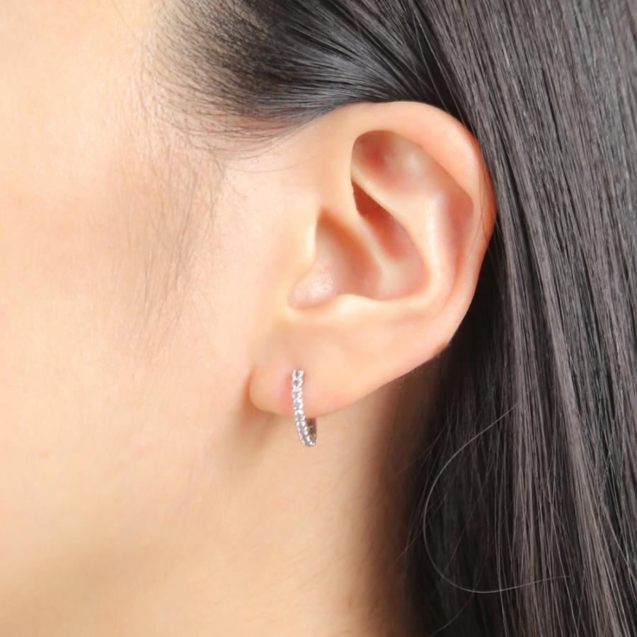 K10WG フープピアス タンザナイト 0.2ct ホワイトゴールド 1.7×13.5mm