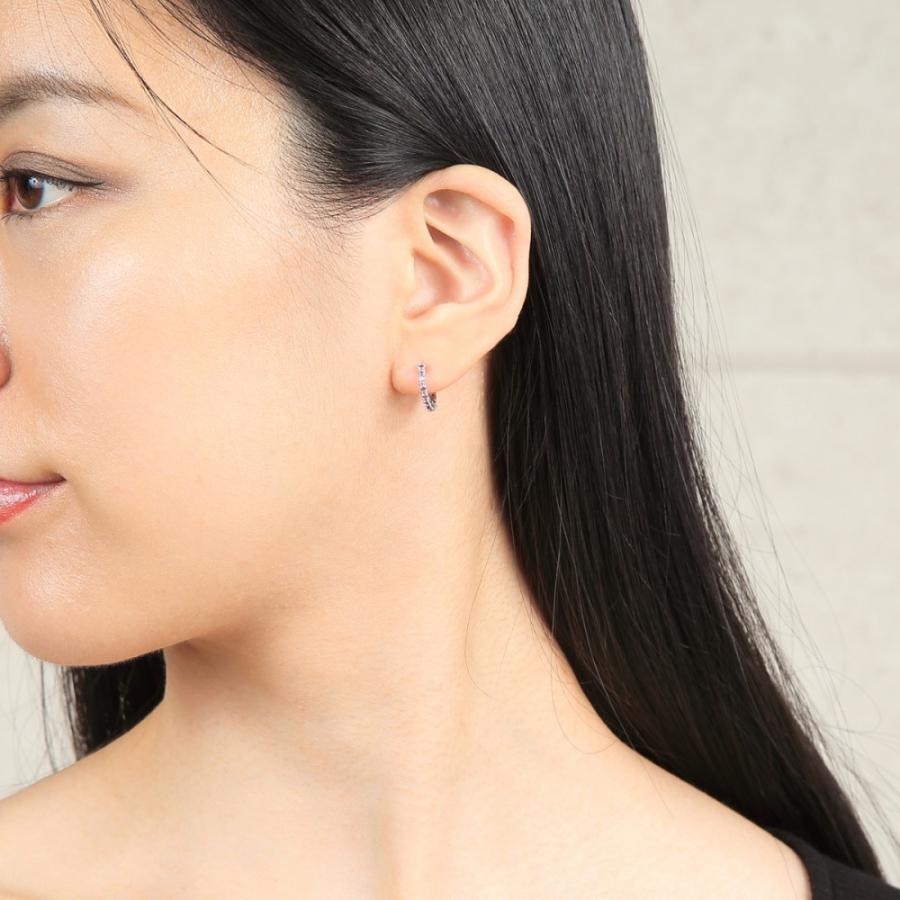 K10WG フープ ピアス アメシスト 0.16ct ホワイトゴールド 1.7×13.5mm