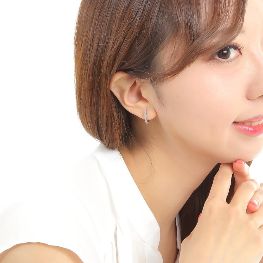 カット K10WG フープ ピアス ダイヤモンド 0.2ct ホワイトゴールド