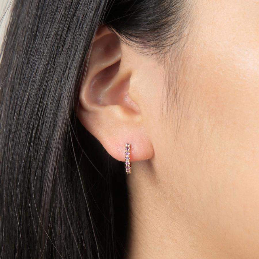 K10 フープ ピアス アメシスト 0.16ct ゴールド 1.7×13.5mm 両耳