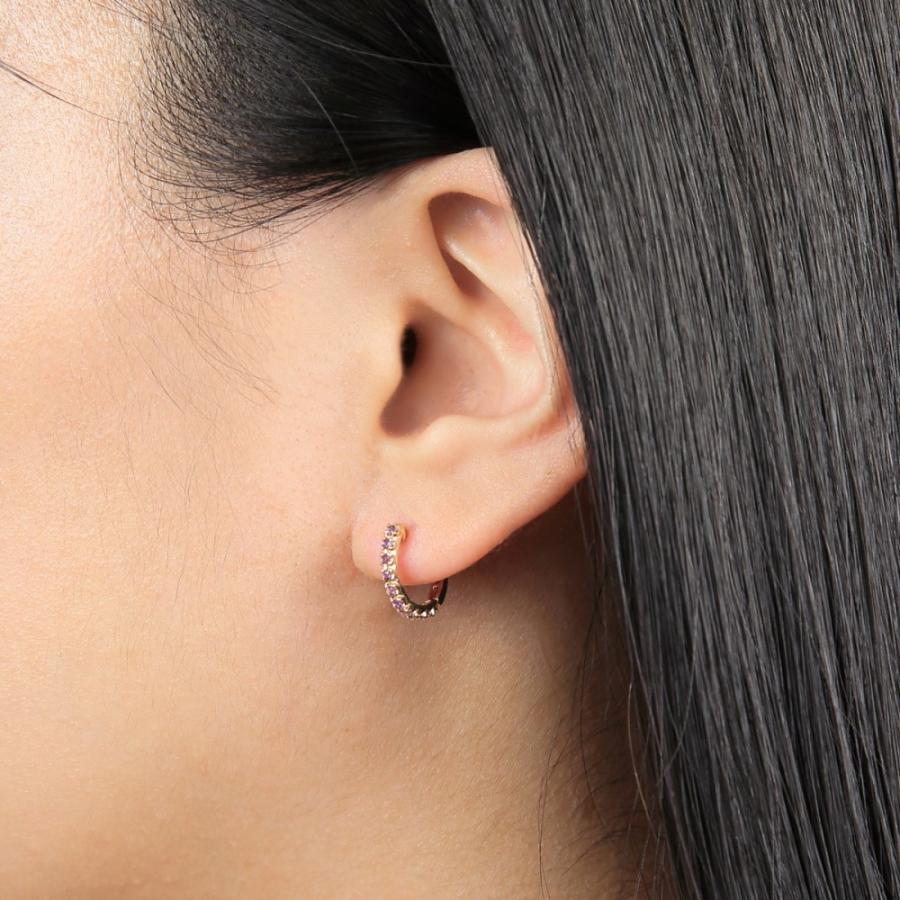 アメジスト　ゴールド　フープピアス　k10 K10 フープ ピアス アメシスト 0.16ct ゴールド 1.7×13.5mm 両耳