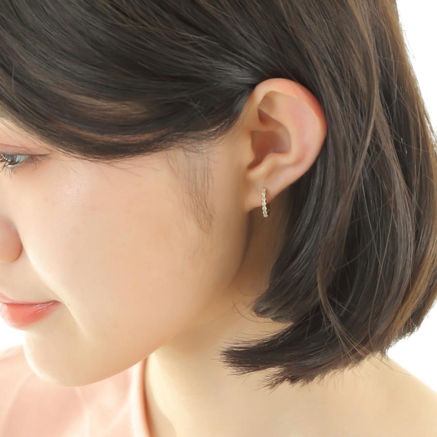 k10 フープ　ムーンフープ　ピアス K10 フープピアス ムーンストーン 0.16ct ゴールド 1.7×13.5mm