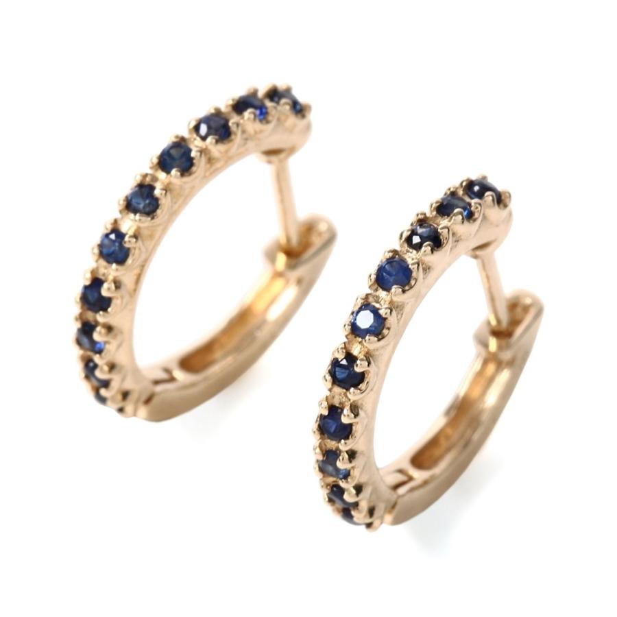 フープピアス サファイア 0.2ct ゴールド 1.7×13.5mm 両耳 中折 k10 レディース  アクセサリー プレゼント ギフトの画像