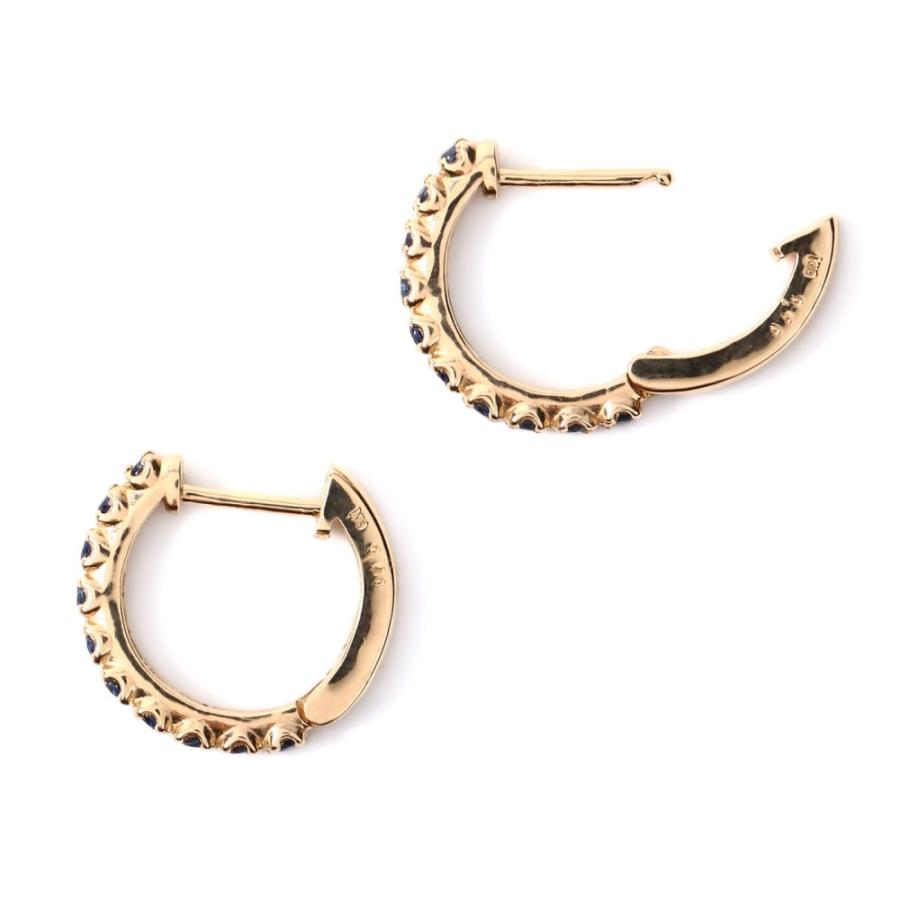 フープピアス サファイア 0.2ct ゴールド 1.7×13.5mm 両耳 中折 k10 レディース  アクセサリー プレゼント ギフトの画像