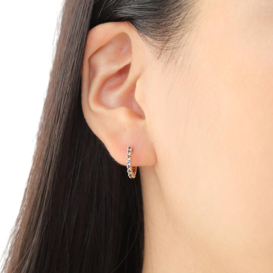 フープピアス サファイア 0.2ct ゴールド 1.7×13.5mm 両耳 中折 k10 レディース  アクセサリー プレゼント ギフトの画像