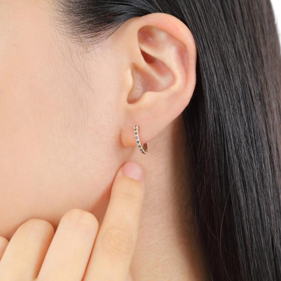 フープピアス サファイア 0.2ct ゴールド 1.7×13.5mm 両耳 中折 k10 レディース  アクセサリー プレゼント ギフトの画像