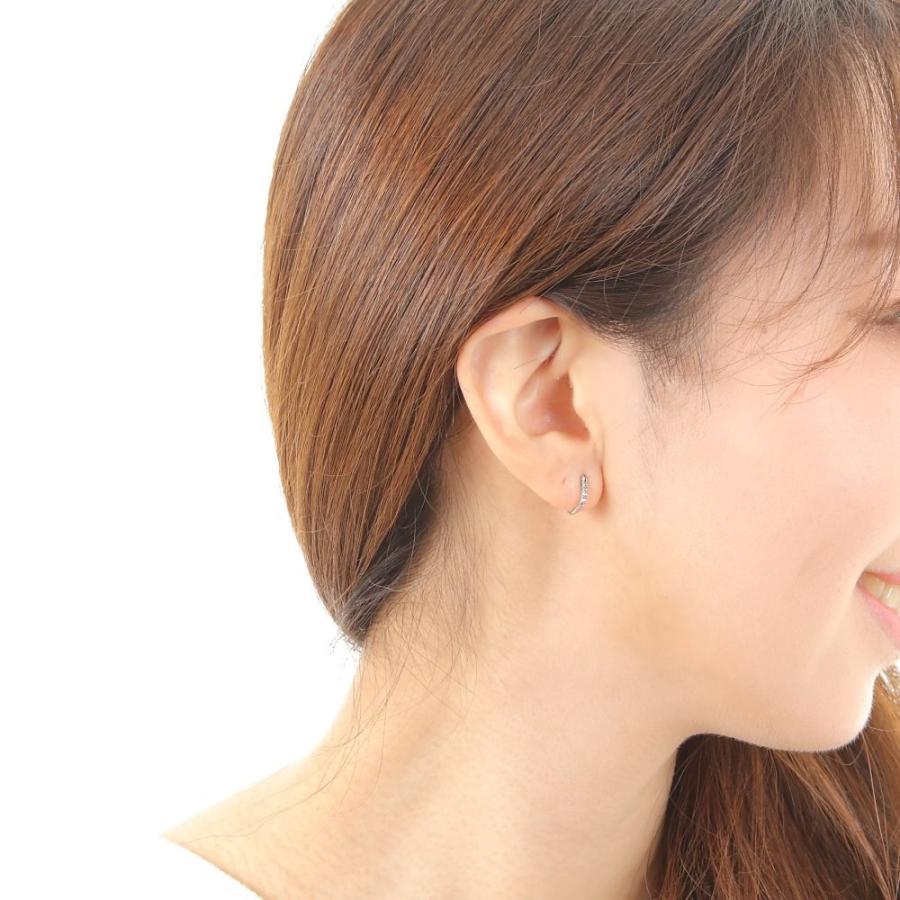 K10WG フープ ピアス アクアマリン 0.05ct ホワイトゴールド
