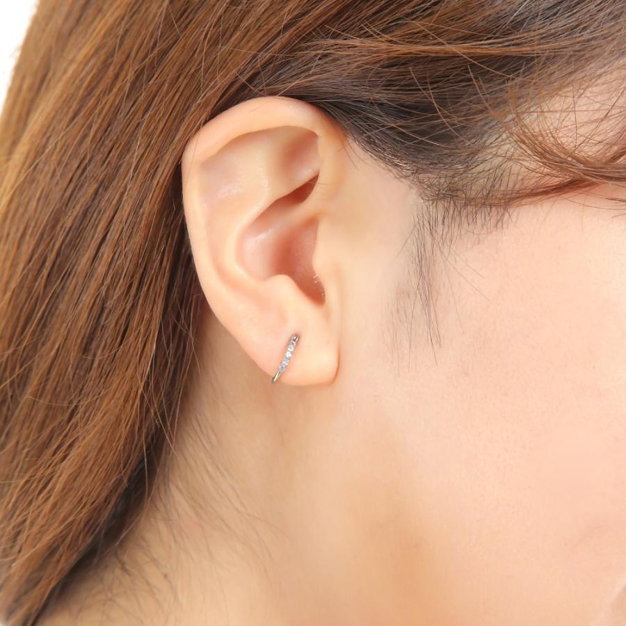 K10WG フープ ピアス アクアマリン 0.05ct ホワイトゴールド