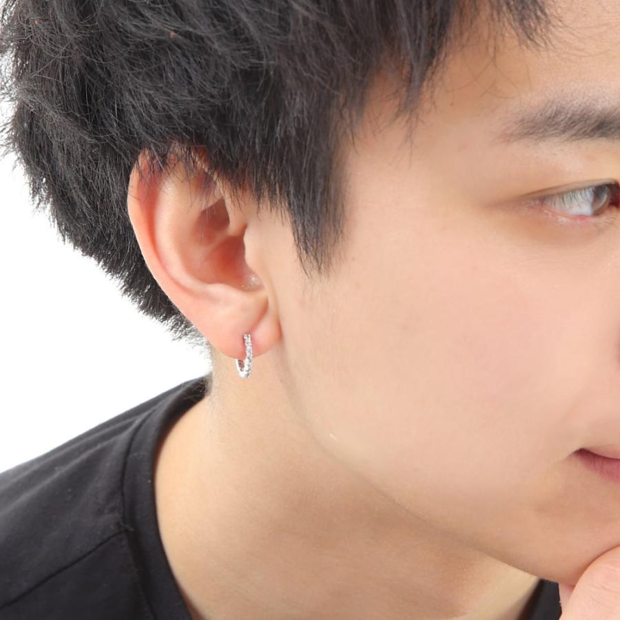 K10WG フープ ピアス アクアマリン 0.05ct ホワイトゴールド