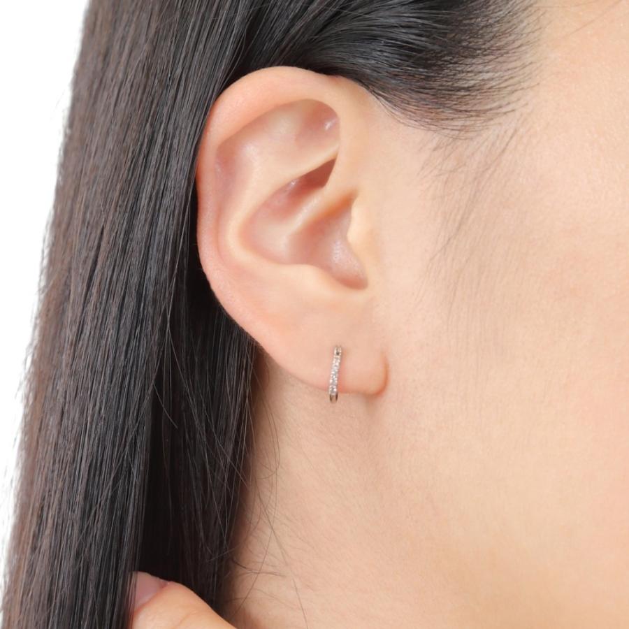 K10WG フープ ピアス アクアマリン 0.05ct ホワイトゴールド