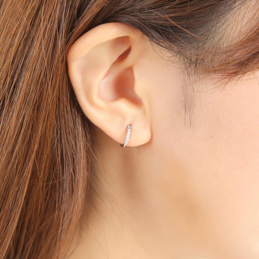 K10WG フープ ピアス ダイヤモンド 0.04ct ホワイトゴールド