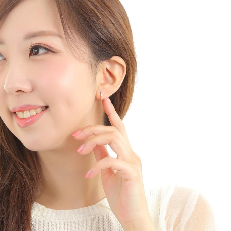 K10WG フープ ピアス ダイヤモンド 0.08ct ホワイトゴールド