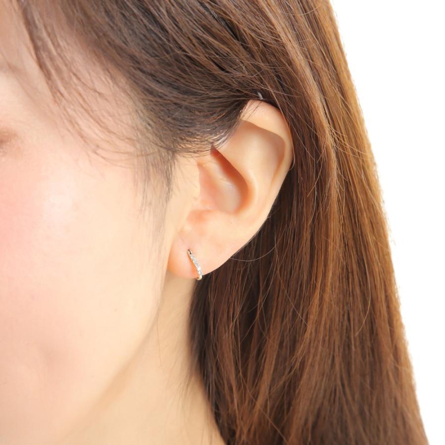 K10 フープ ピアス ダイヤモンド 0.04ct ゴールド エタニティ パヴェ
