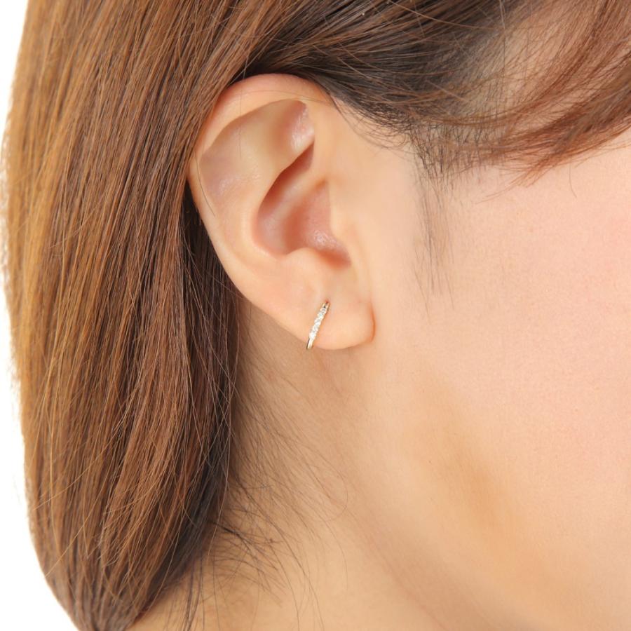 K10 フープ ピアス ダイヤモンド 0.08ct ゴールド エタニティ パヴェ