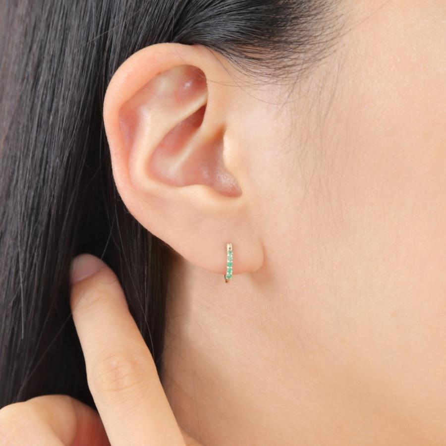 K10 フープ ピアス エメラルド 0.08ct ゴールド エタニティ パヴェ 1.5