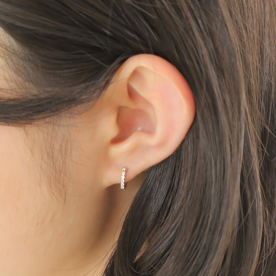 K10 フープ ピアス ムーンストーン 0.08ct ゴールド 1.5×10.0mm 両耳