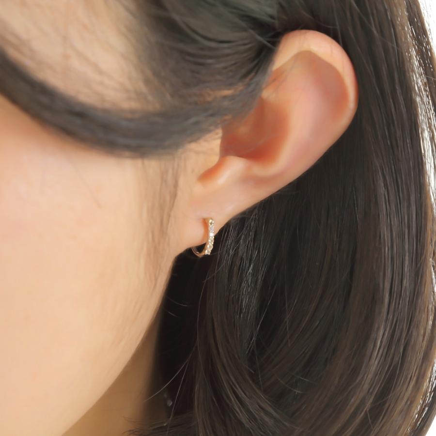K10 フープ ピアス ムーンストーン 0.08ct ゴールド 1.5×10.0mm 両耳