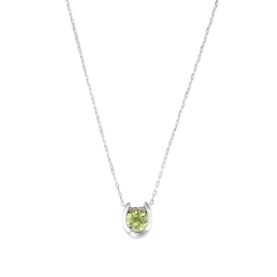 18金 ネックレス ペリドット 0.2ct 一粒 馬蹄 幸運を運ぶ クローバー 