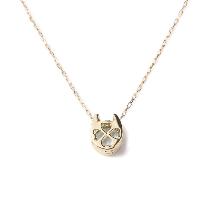 18金 ネックレス アクアマリン 0.2ct 一粒 馬蹄 幸運を運ぶ クローバー ゴールド プレゼント ギフトの画像
