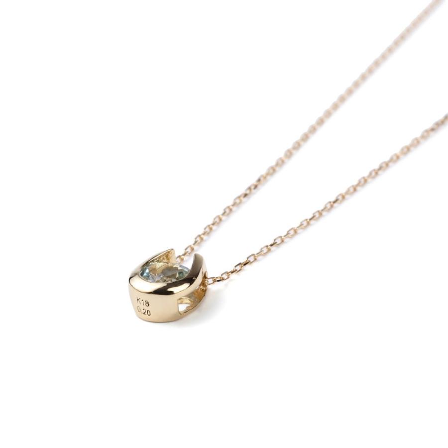 18金 ネックレス アクアマリン 0.2ct 一粒 馬蹄 幸運を運ぶ クローバー ゴールド プレゼント ギフトの画像